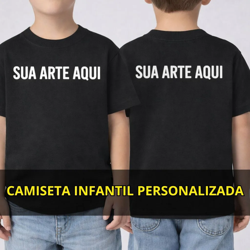 Camiseta infantil algodão — arte frente e costas