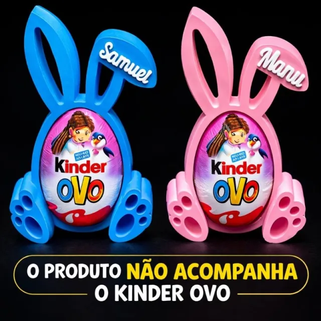 Porta-ovo de Páscoa coelhinho 3D com nome