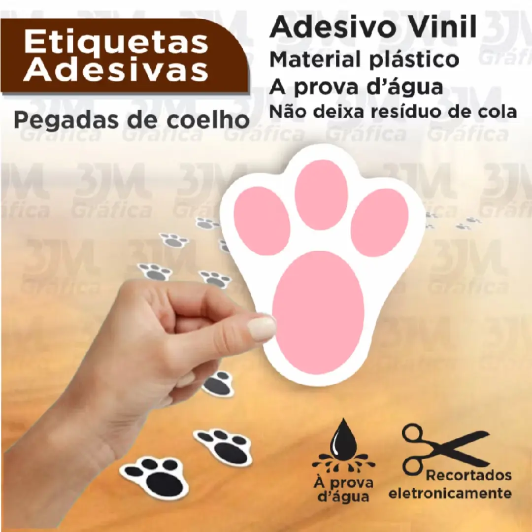 100 adesivos pegadas de coelho — Páscoa — foto 3