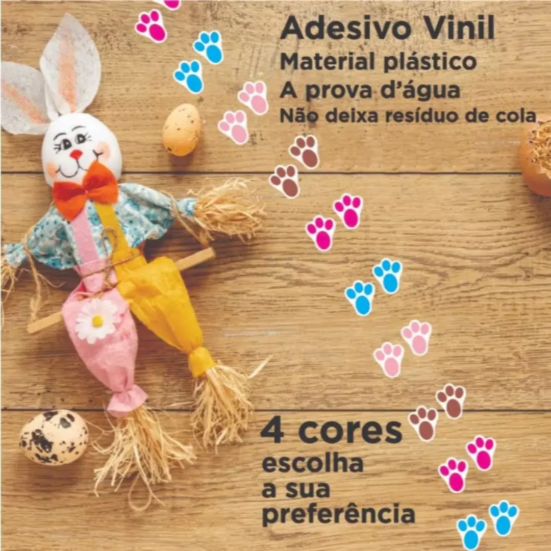 100 adesivos pegadas de coelho — Páscoa — foto 4