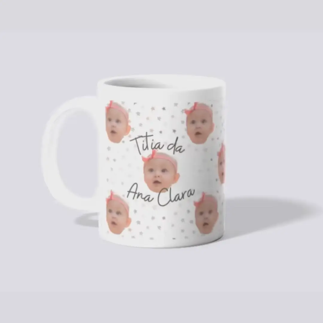 Caneca com foto e nome — carinha do bebê — foto 2