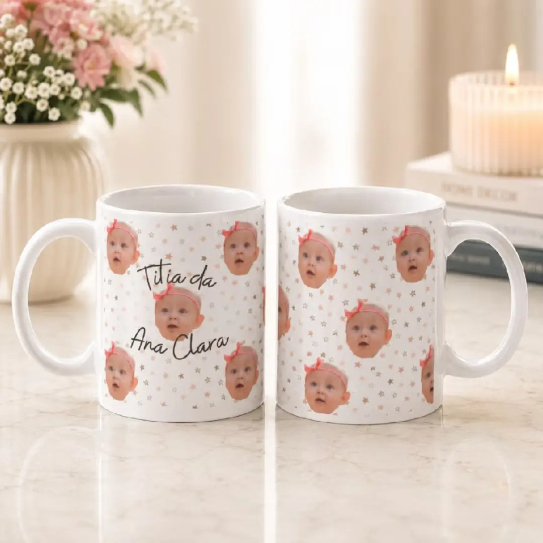 Caneca com foto e nome — carinha do bebê — foto 3