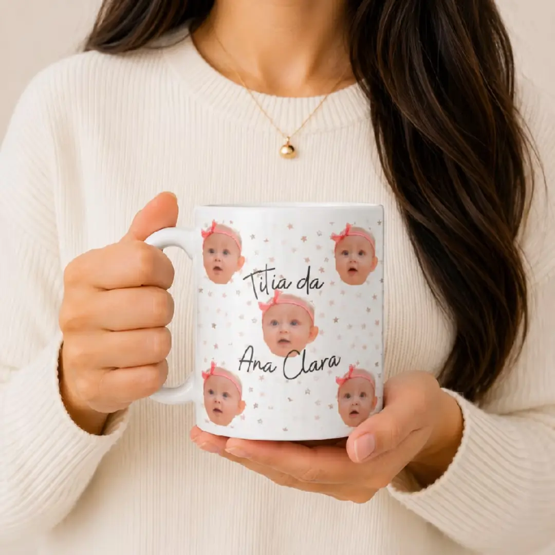 Caneca com foto e nome — carinha do bebê — foto 4