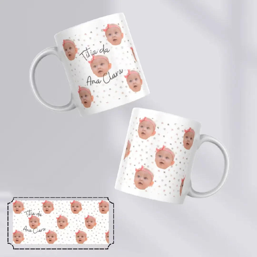Caneca com foto e nome — carinha do bebê — foto 12