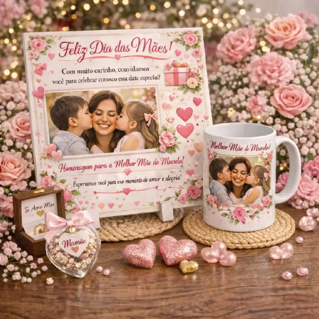 Kit Dia das Mães — azulejo 15×15 + caneca 325 ml — foto 3