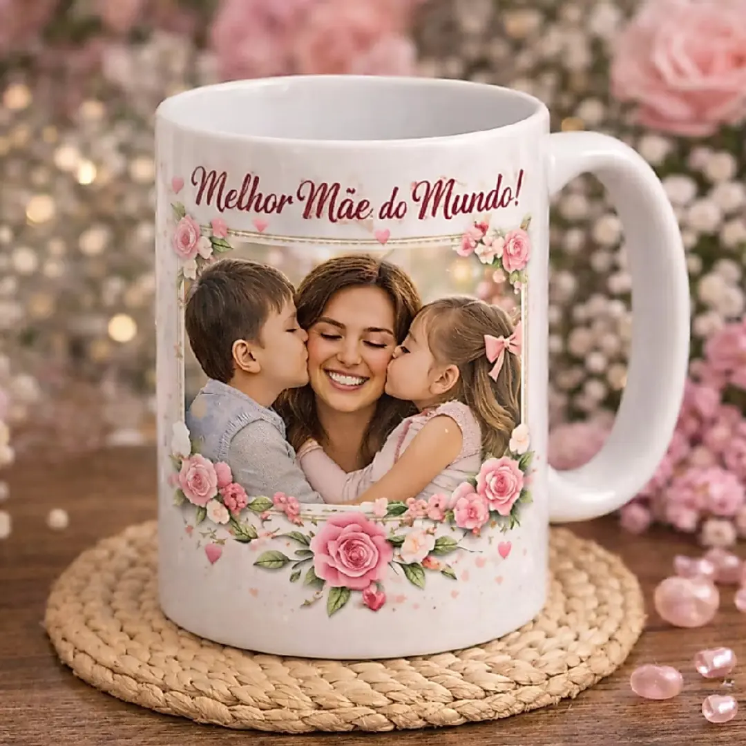 Kit Dia das Mães — azulejo 15×15 + caneca 325 ml — foto 8