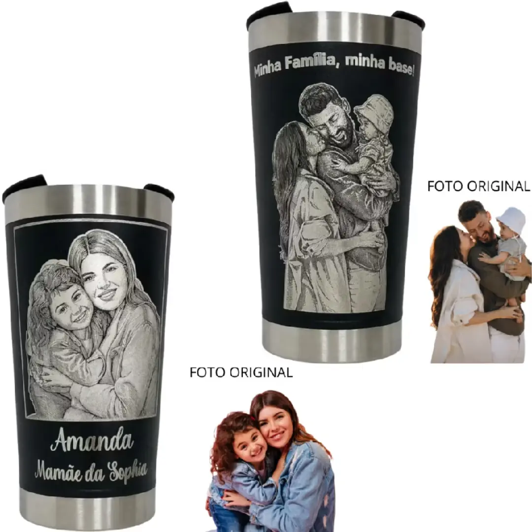 Copo térmico personalizado — foto e nome a laser — foto 3