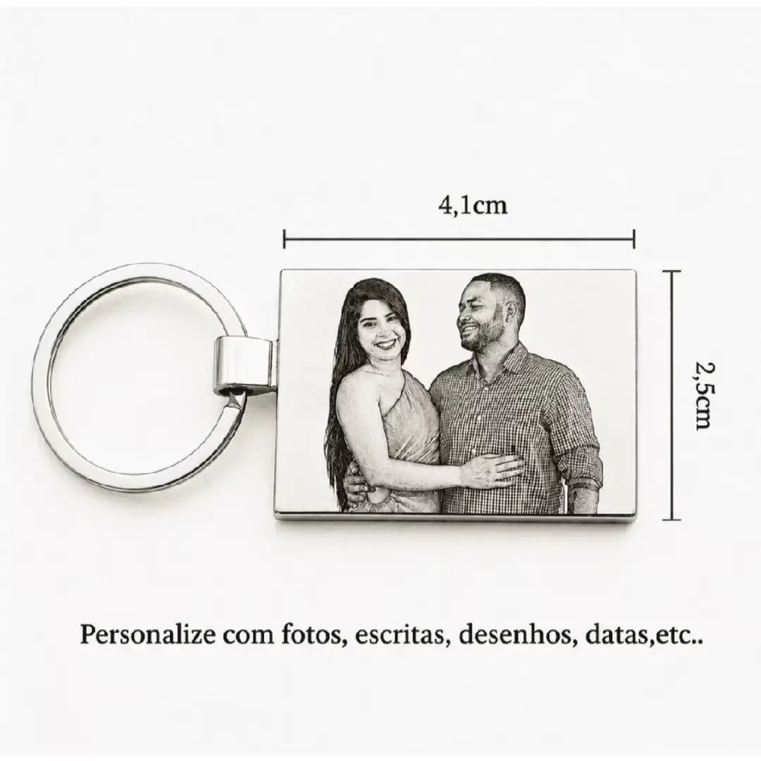 Chaveiro inox com foto a laser — ~4,1 cm — foto 4