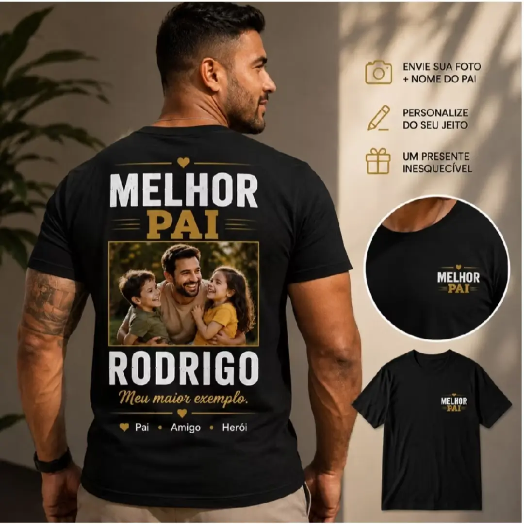 Camiseta “Melhor Pai” com sua foto — foto 5