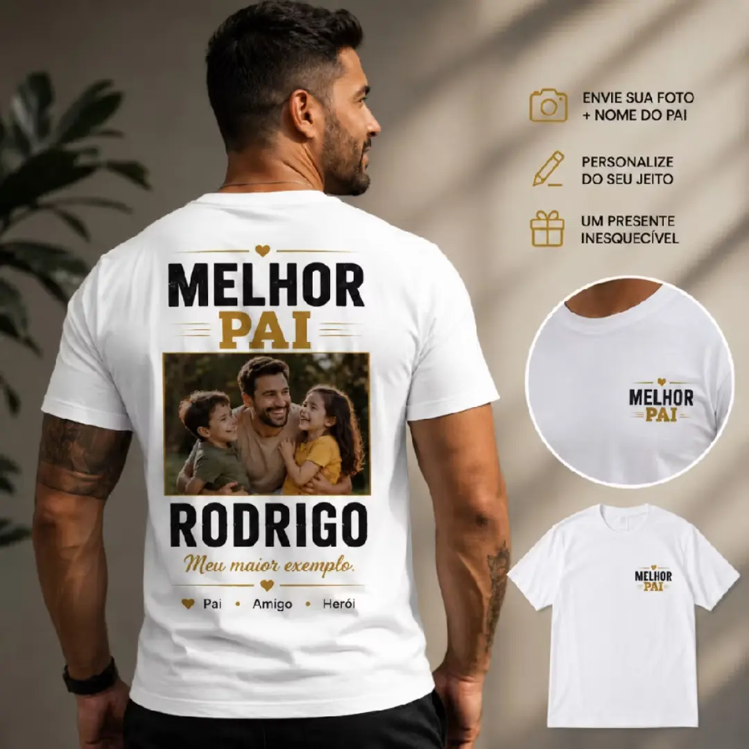 Camiseta “Melhor Pai” com sua foto — foto 6