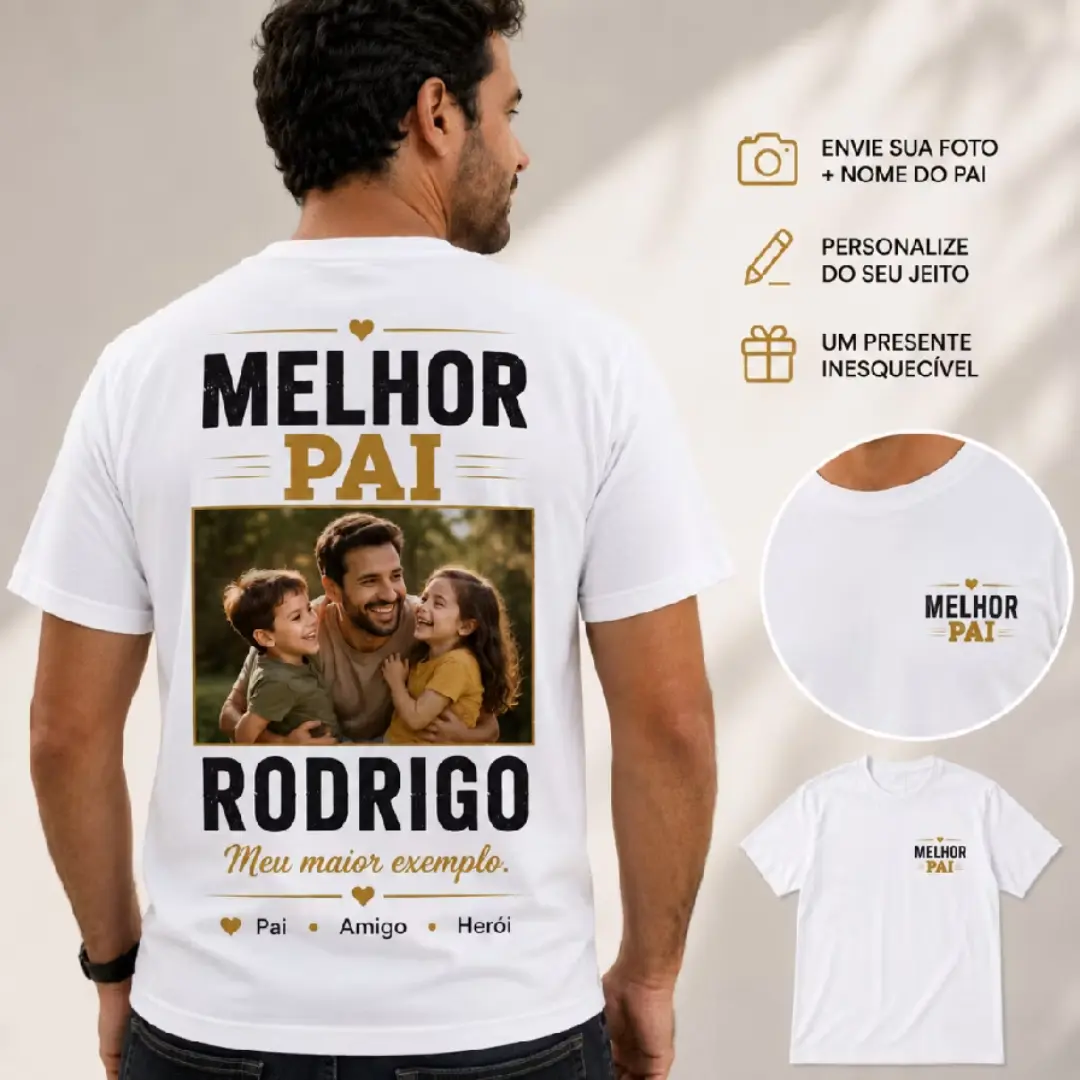 Camiseta “Melhor Pai” com sua foto — foto 9