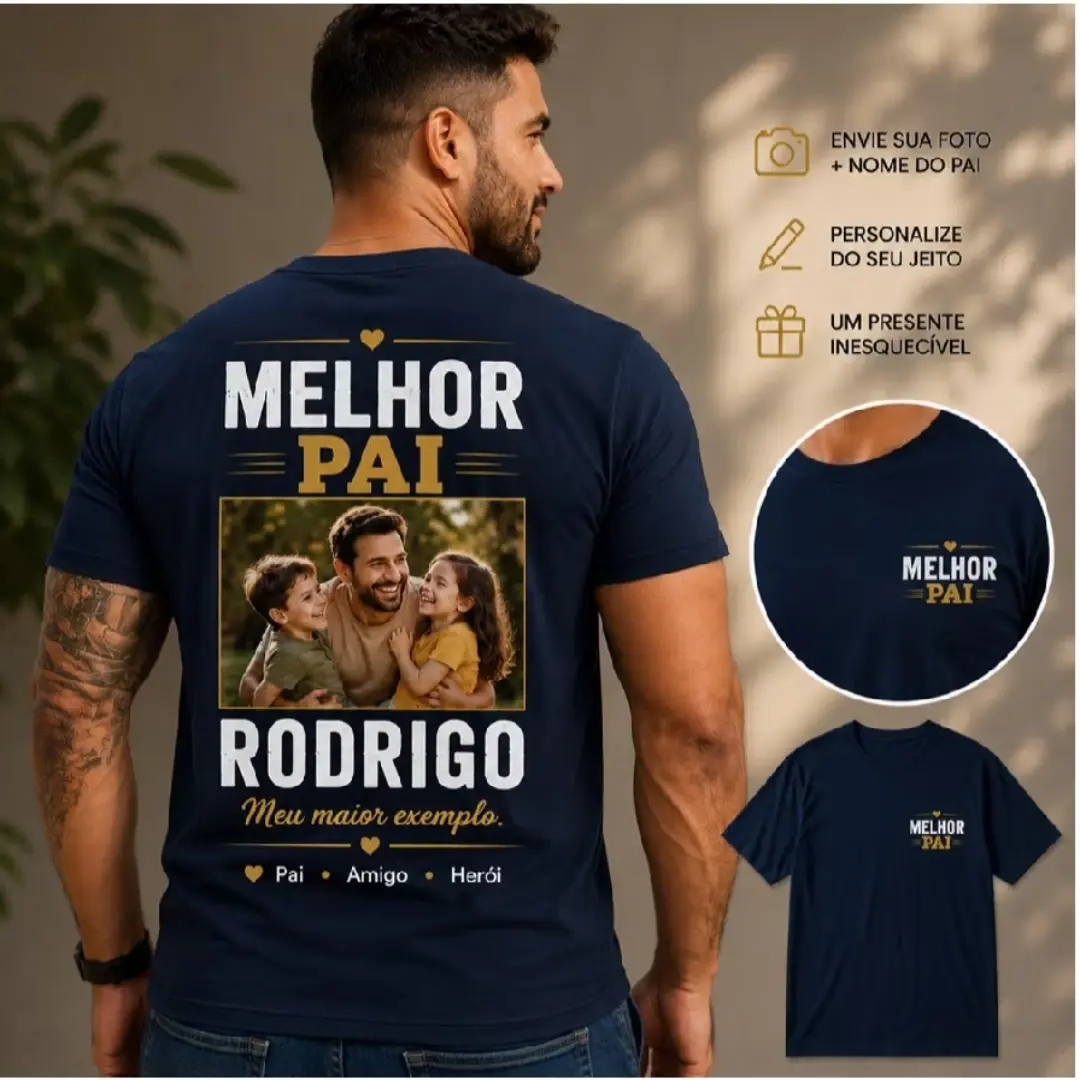 Camiseta “Melhor Pai” com sua foto — foto 10