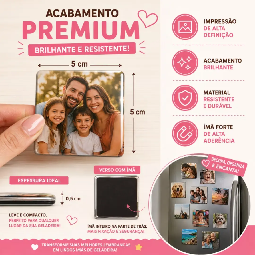 Kit ímãs de geladeira com foto 5×5 cm — foto 4