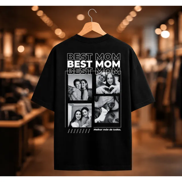 Camiseta personalizada com fotos — família e pet