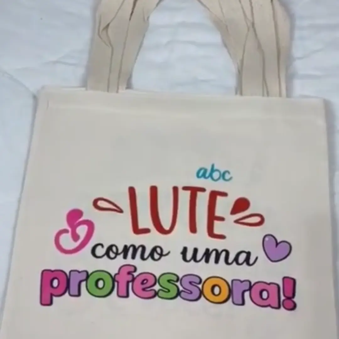 Kit 3 ecobags algodão cru 38×40 cm — sua estampa — foto 2