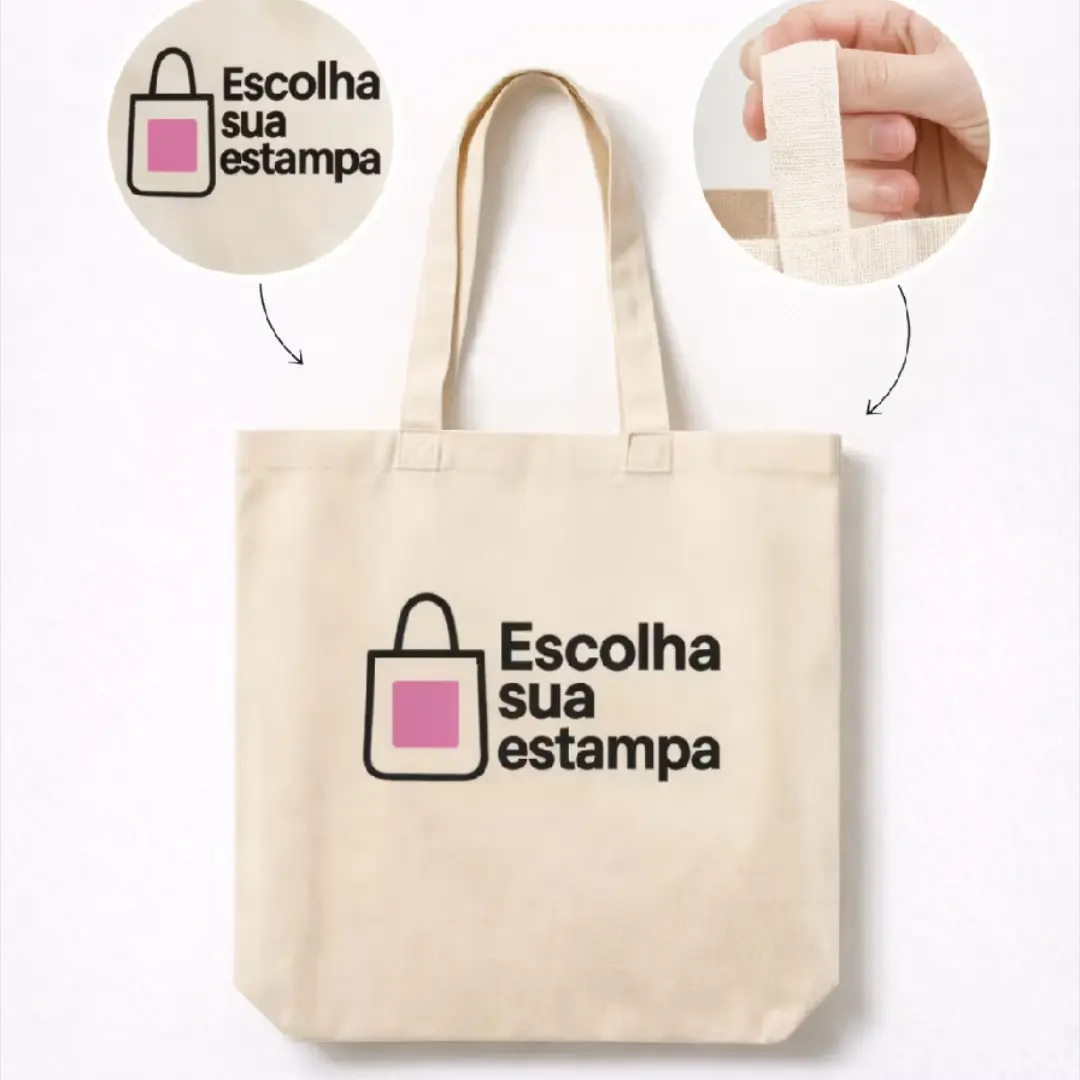 Kit 3 ecobags algodão cru 38×40 cm — sua estampa — foto 7