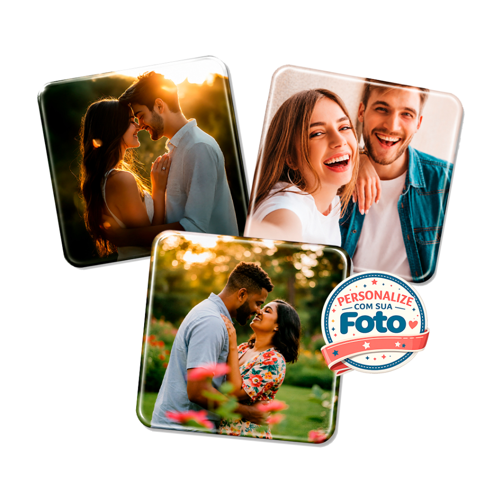 Ímã foto 5×5 cm — kit botton 6, 9 ou 12