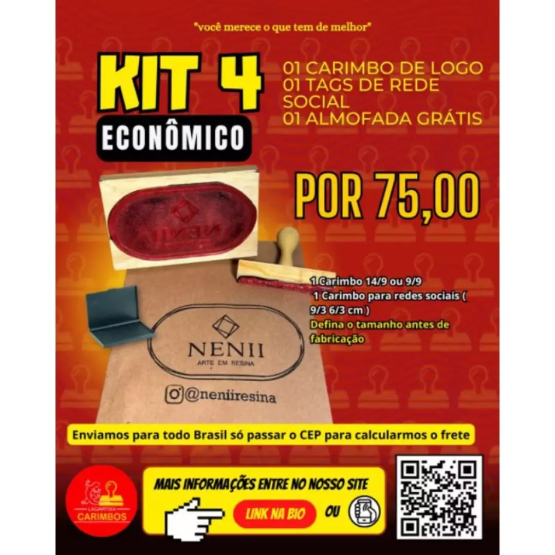 Kit carimbo logo + rede social + almofada — foto 2