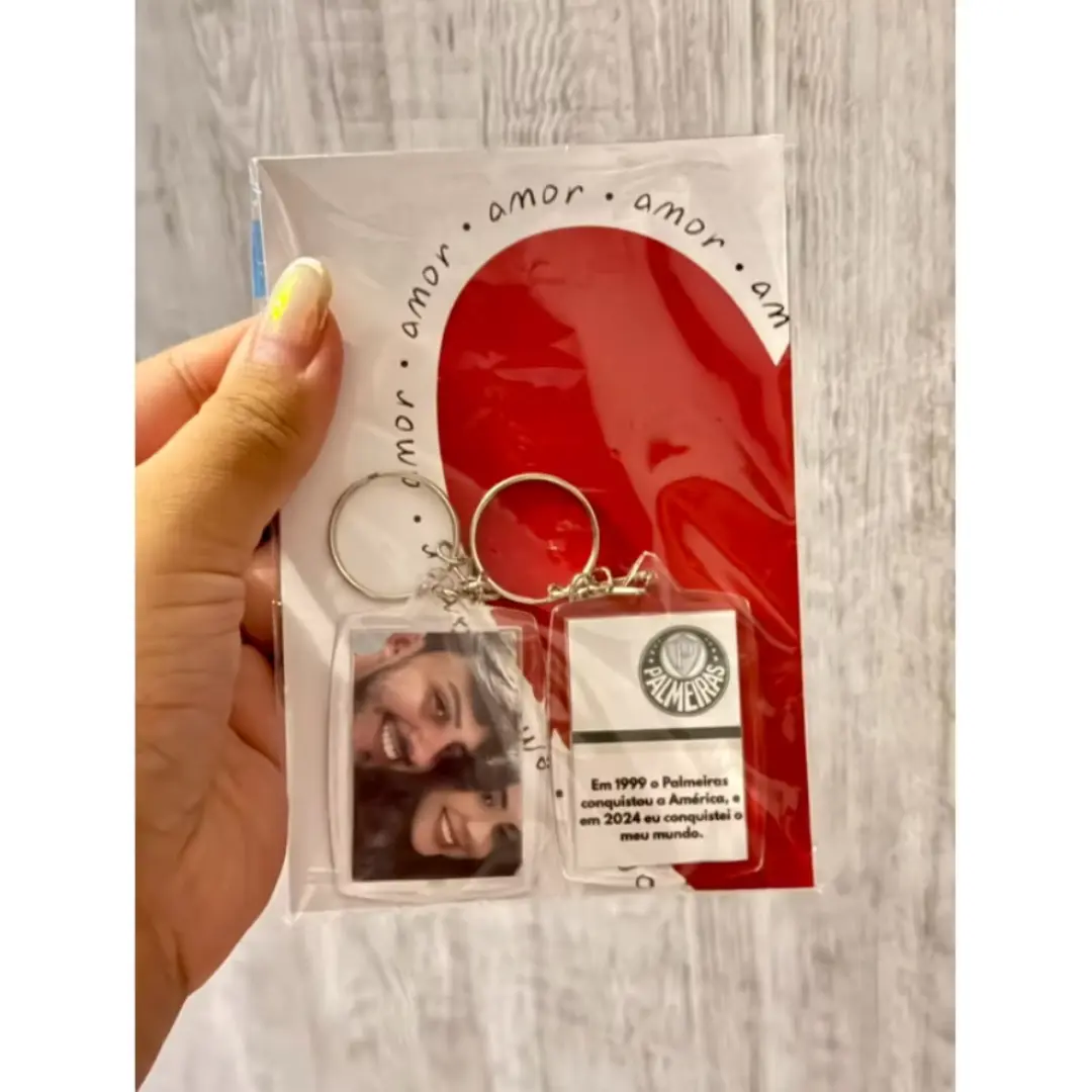 Chaveiro acrílico — foto de um lado e time do outro — foto 7