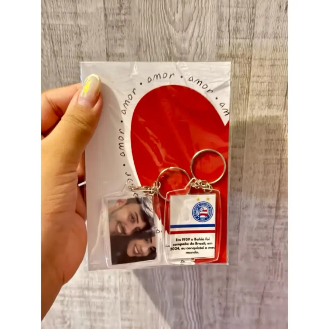 Chaveiro acrílico — foto de um lado e time do outro — foto 15