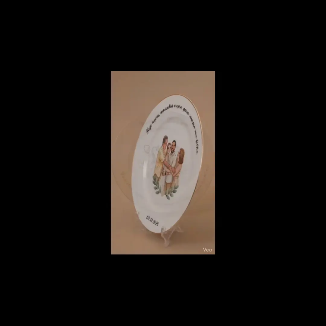 Prato decorativo ~20 cm — foto/ilustração e frase — foto 2