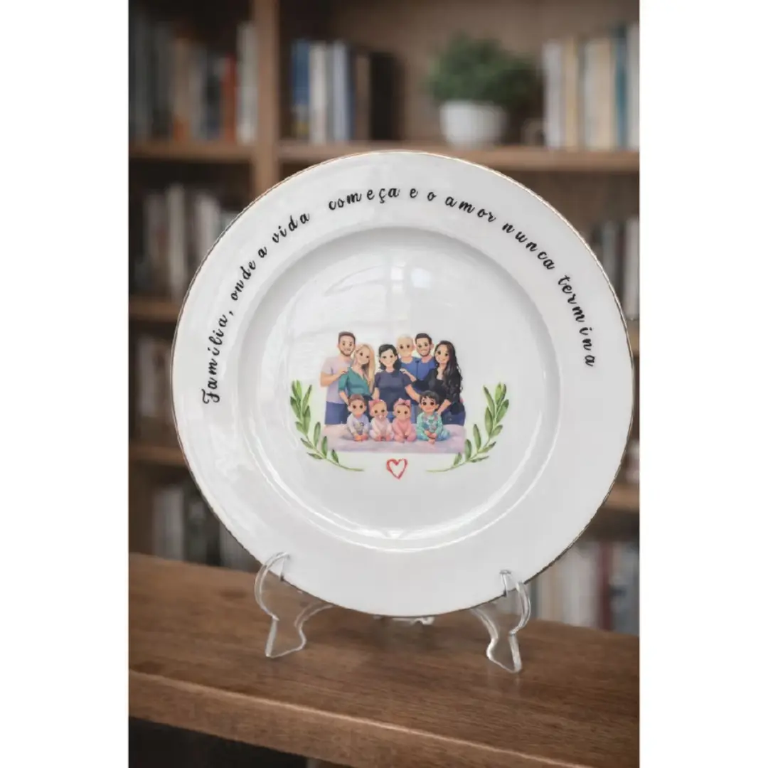 Prato decorativo ~20 cm — foto/ilustração e frase — foto 3