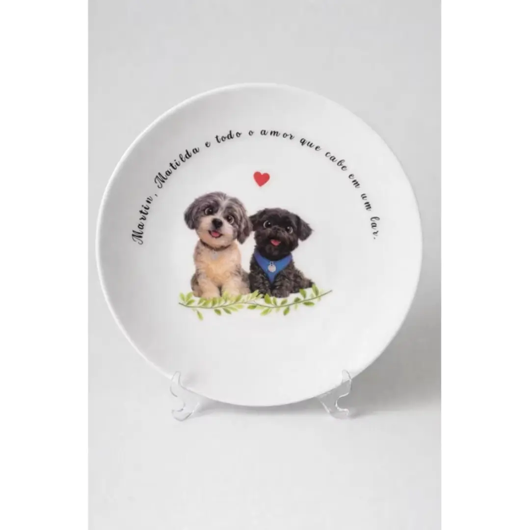 Prato decorativo ~20 cm — foto/ilustração e frase — foto 4