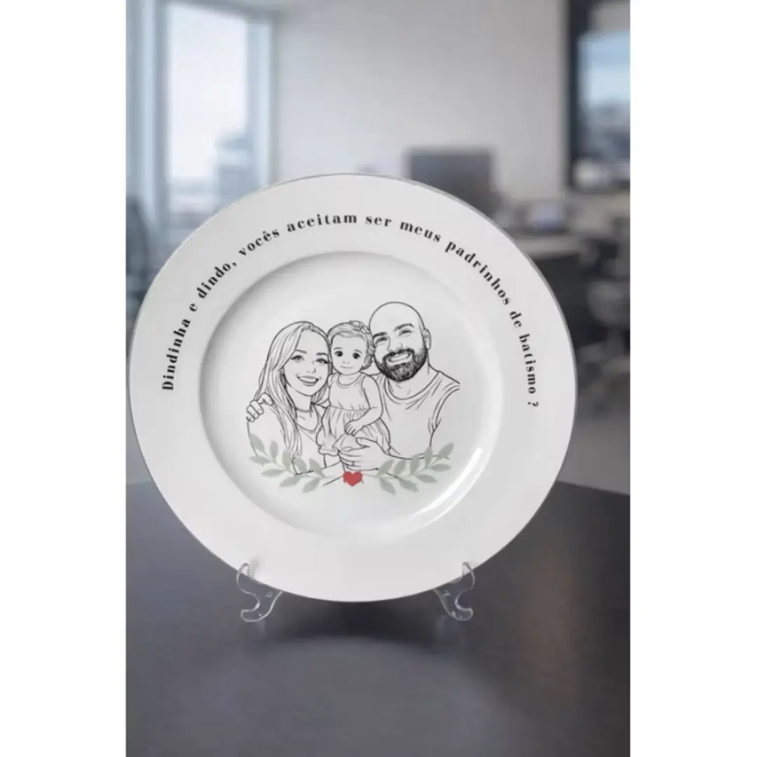 Prato decorativo ~20 cm — foto/ilustração e frase — foto 5