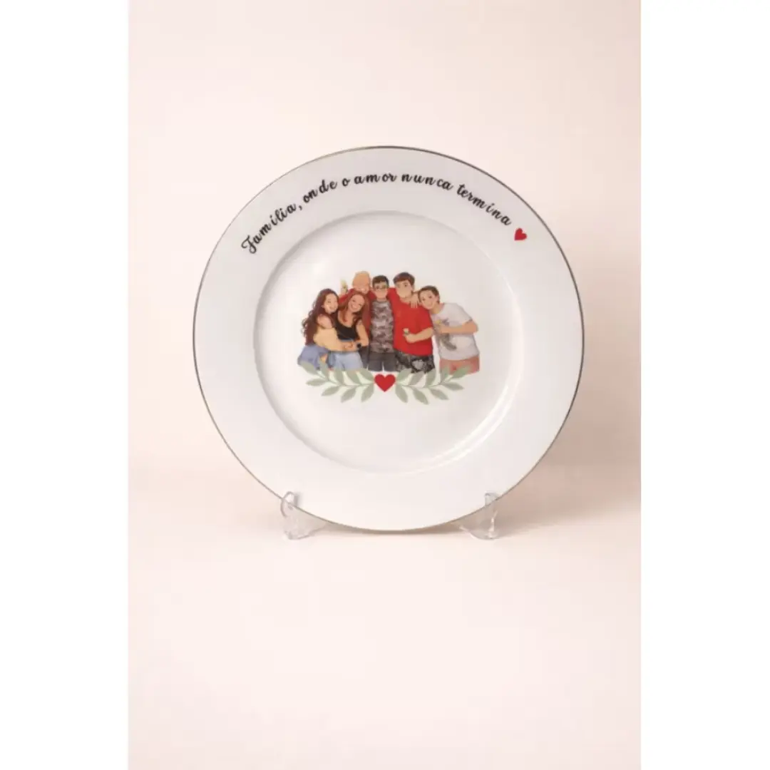 Prato decorativo ~20 cm — foto/ilustração e frase — foto 6