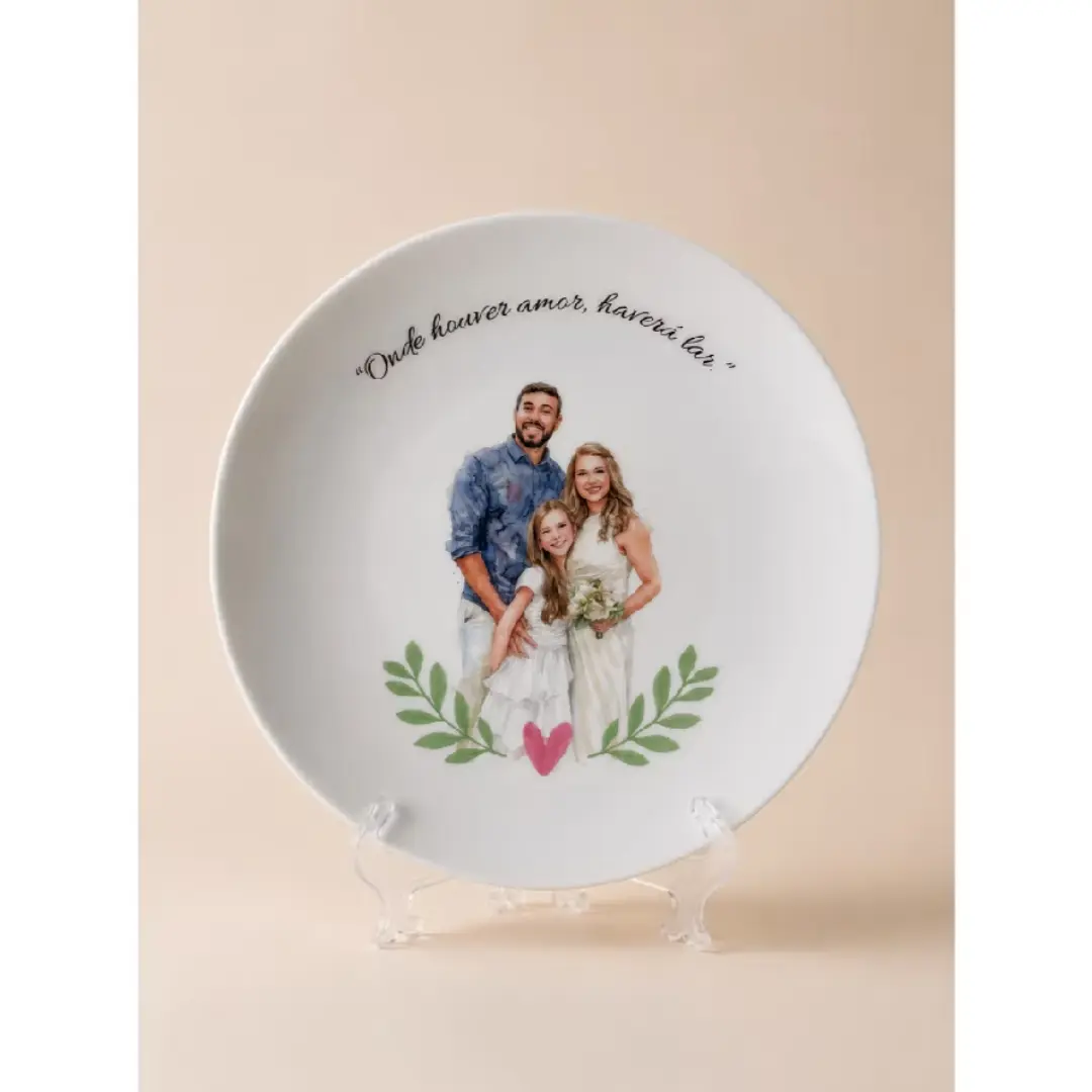 Prato decorativo ~20 cm — foto/ilustração e frase — foto 8