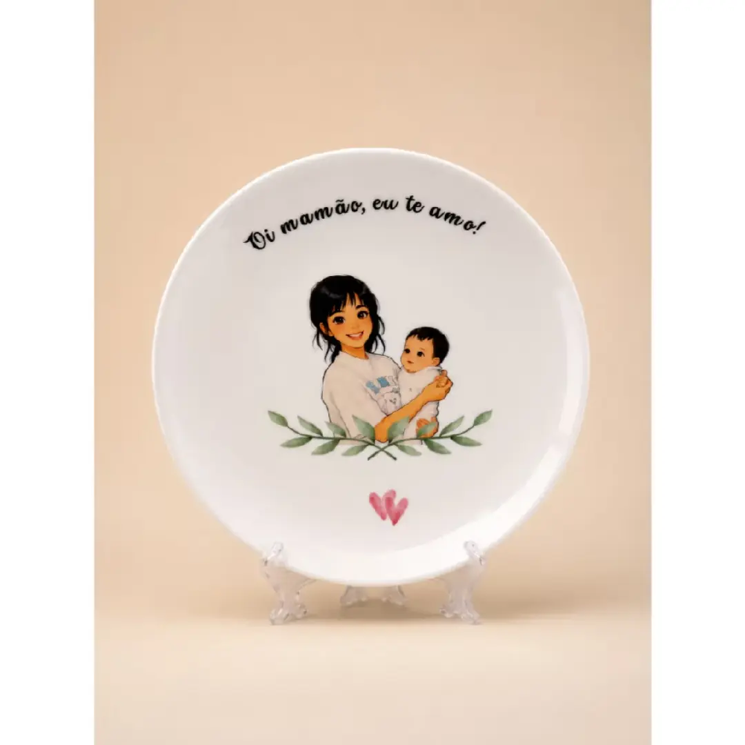 Prato decorativo ~20 cm — foto/ilustração e frase — foto 9