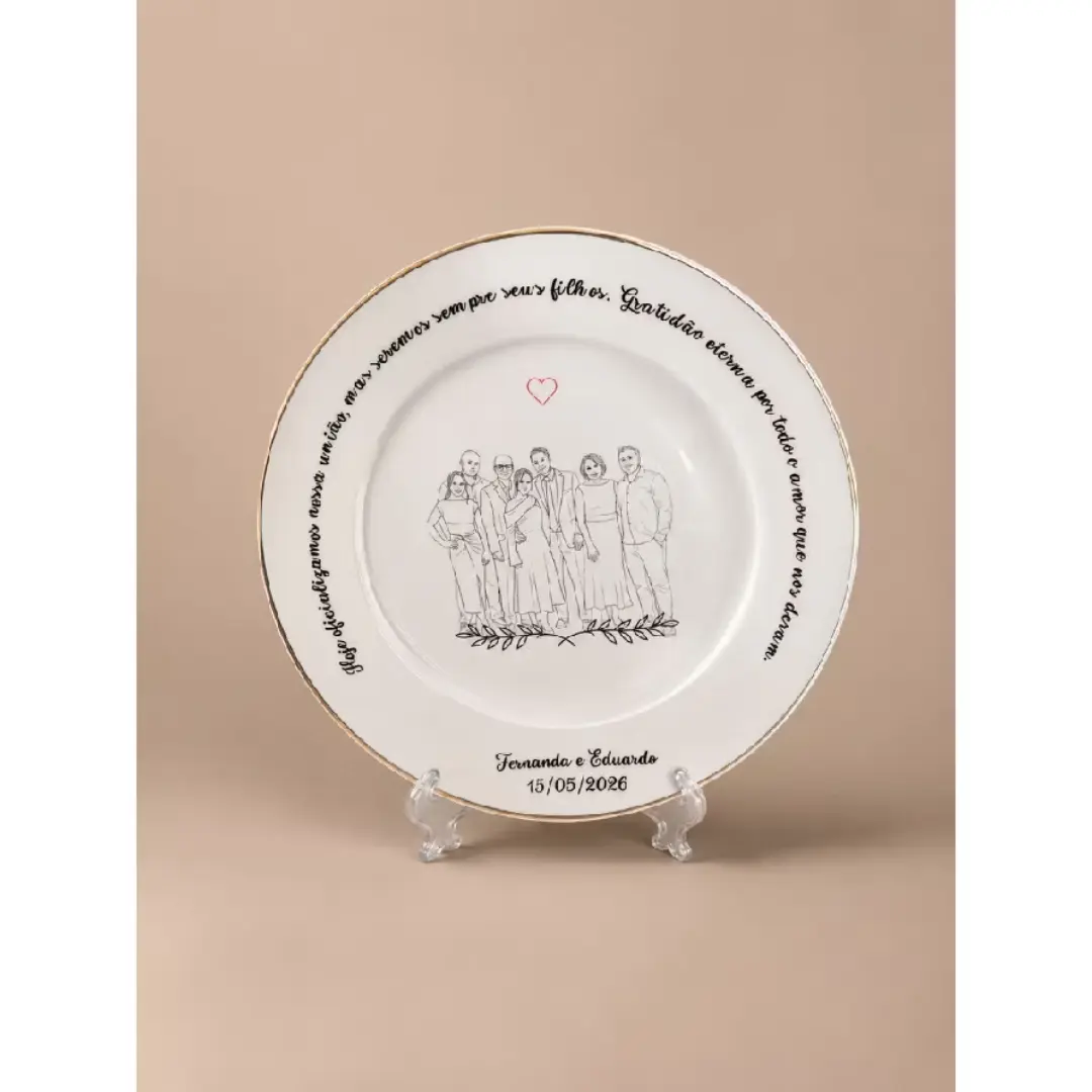 Prato decorativo ~20 cm — foto/ilustração e frase — foto 10