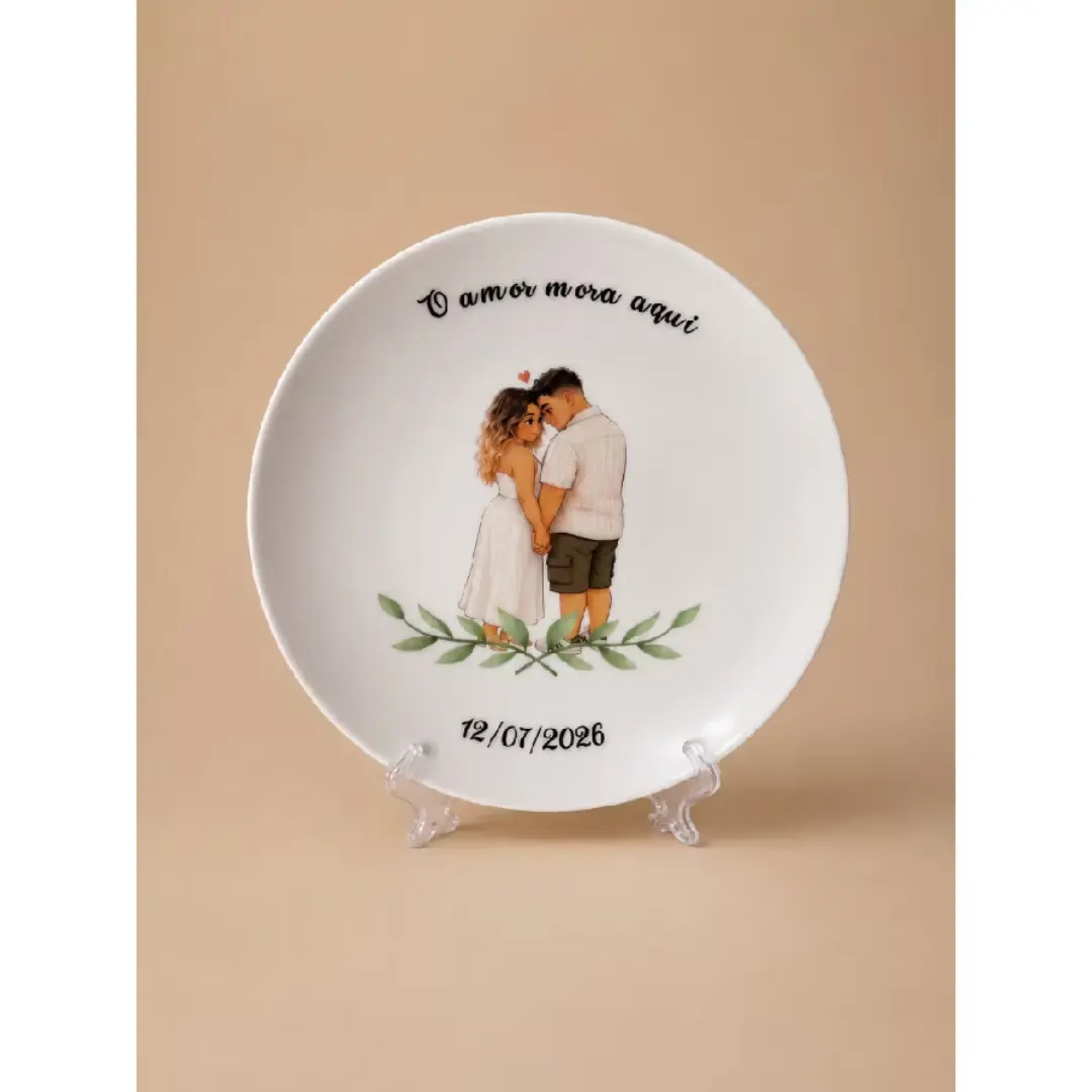 Prato decorativo ~20 cm — foto/ilustração e frase — foto 12