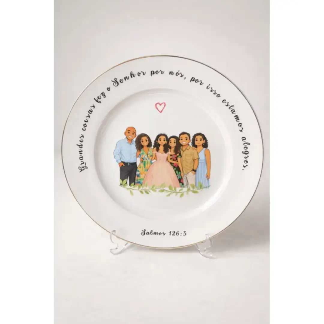 Prato decorativo ~20 cm — foto/ilustração e frase — foto 13
