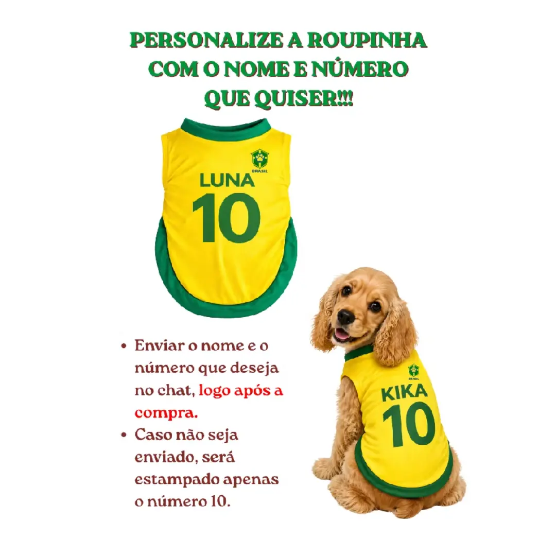 Camisa pet Brasil Copa — nome e número — foto 3
