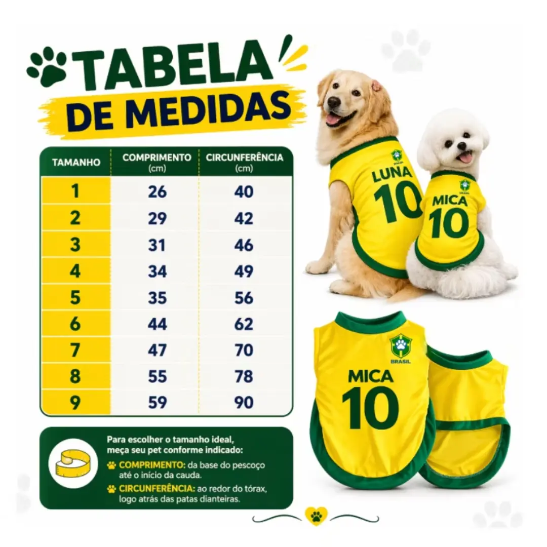 Camisa pet Brasil Copa — nome e número — foto 4