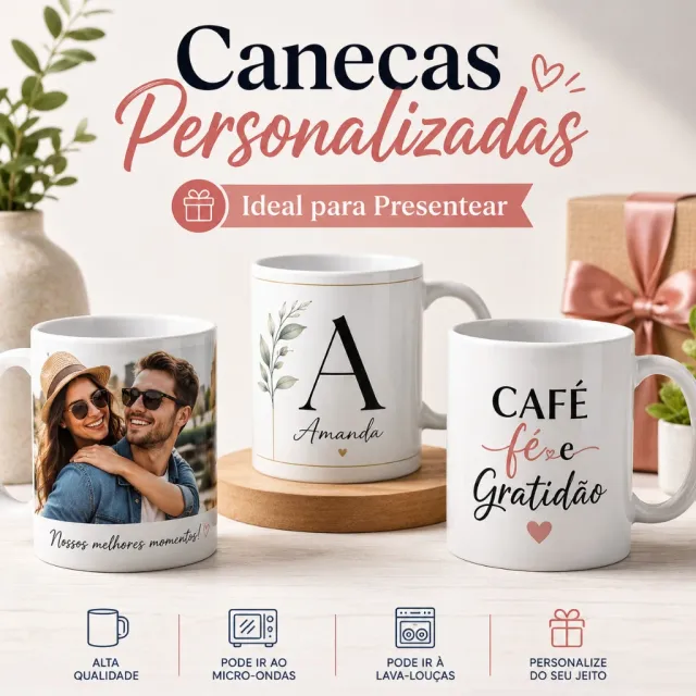 Caneca cerâmica 325 ml foto e nome (crianças)