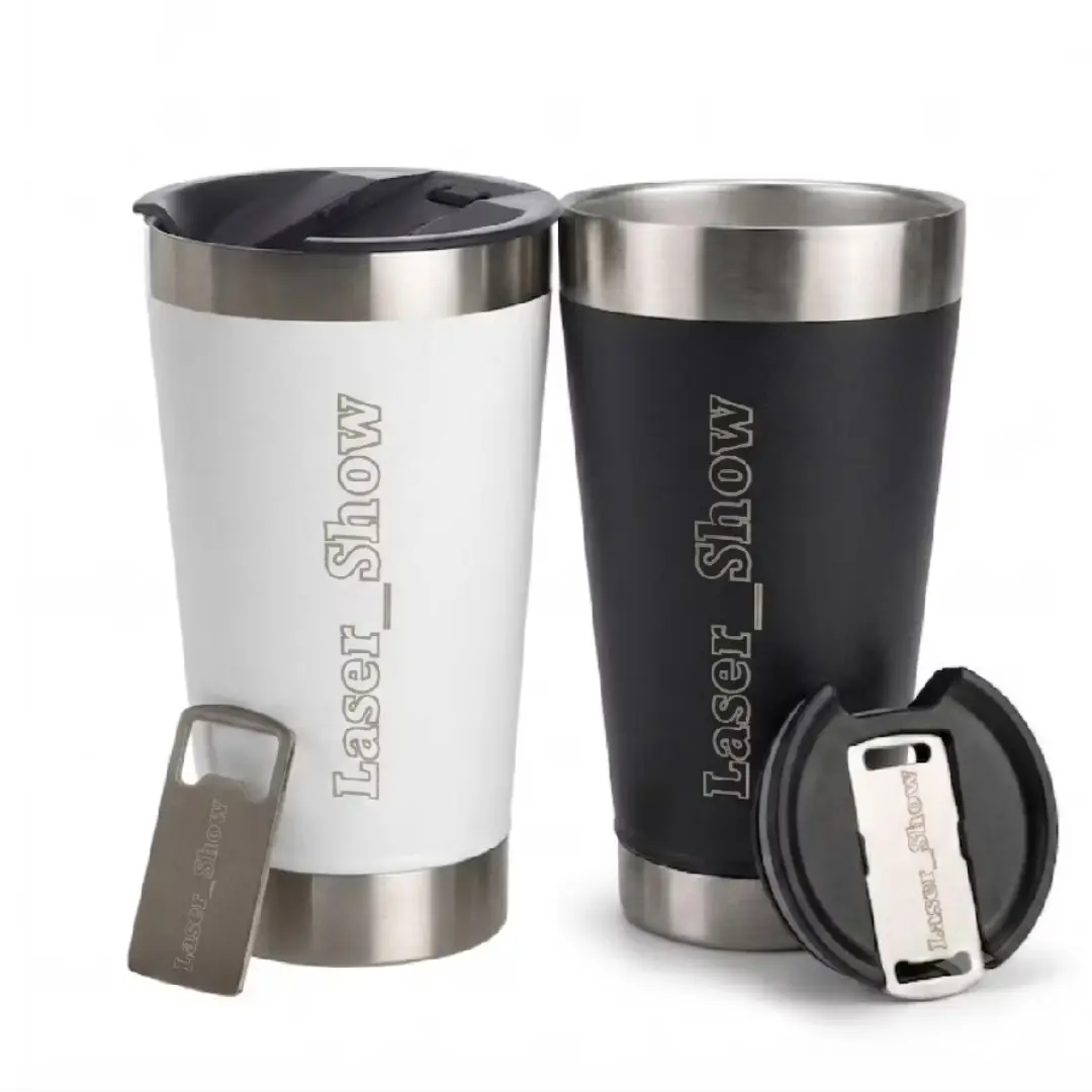Copo térmico 473 ml — nome a laser + abridor — foto 2