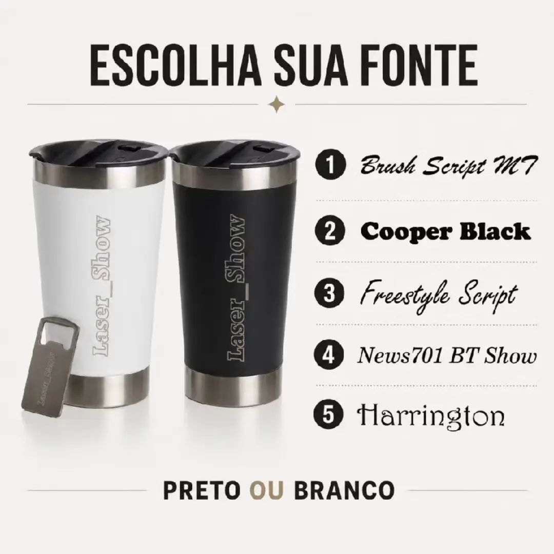 Copo térmico 473 ml — nome a laser + abridor — foto 5