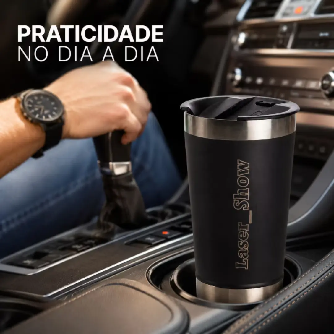 Copo térmico 473 ml — nome a laser + abridor — foto 8