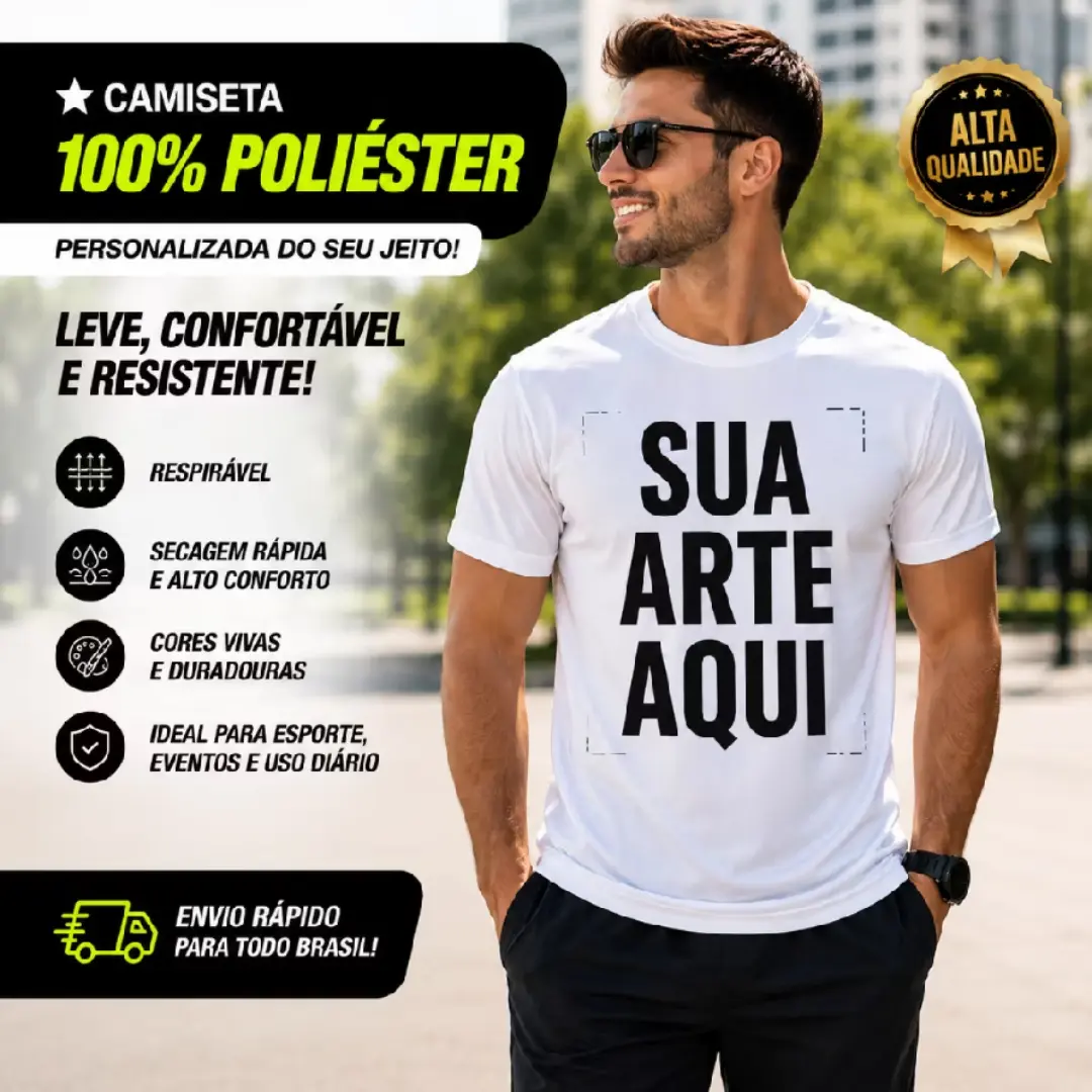 Camiseta 100% poliéster com arte, logo ou foto — foto 3