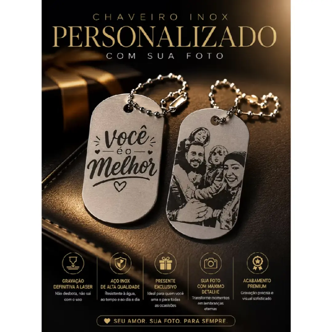 Chaveiro inox com foto a laser (pais/mães) — foto 7