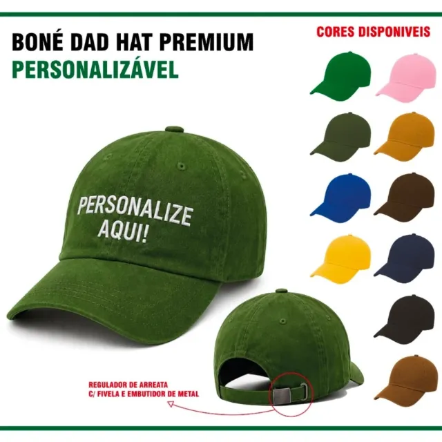 Boné Dad Hat — sua logo bordada