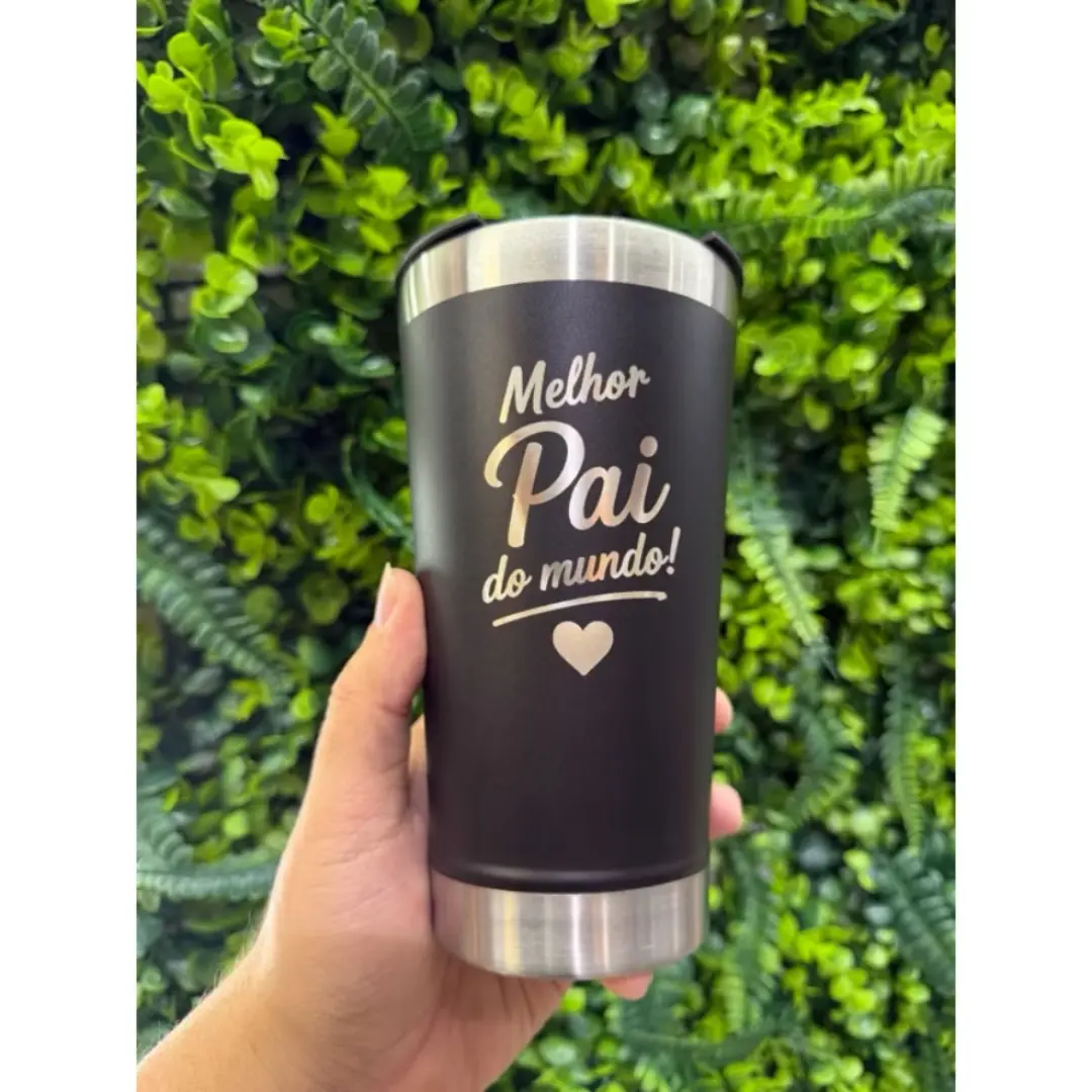 Copo térmico 473 ml “Melhor Pai” com nome — foto 3
