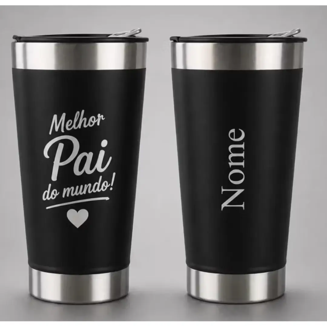 Copo térmico 473 ml “Melhor Pai” com nome — foto 4