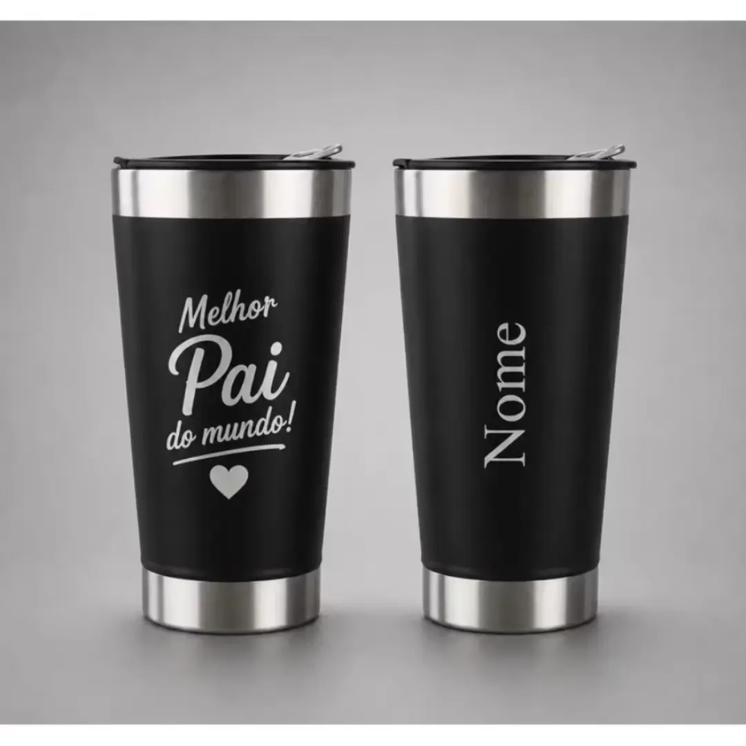 Copo térmico 473 ml “Melhor Pai” com nome — foto 7
