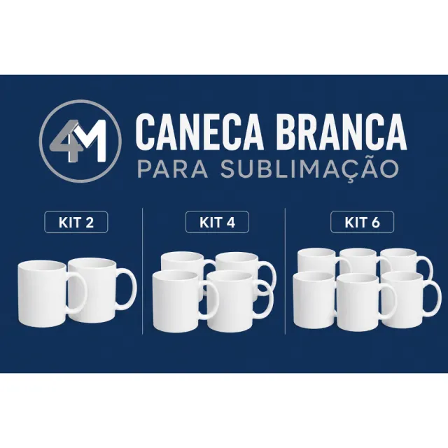 Caneca branca sublimação 325 ml (kit 2/4/6)